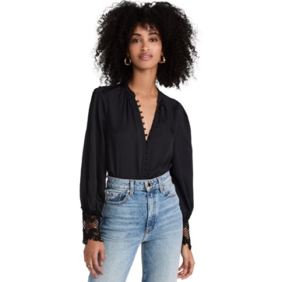 L’Agence / Ava Lace Cuff Blouse  in midnight blue L - Picture 3 of 8